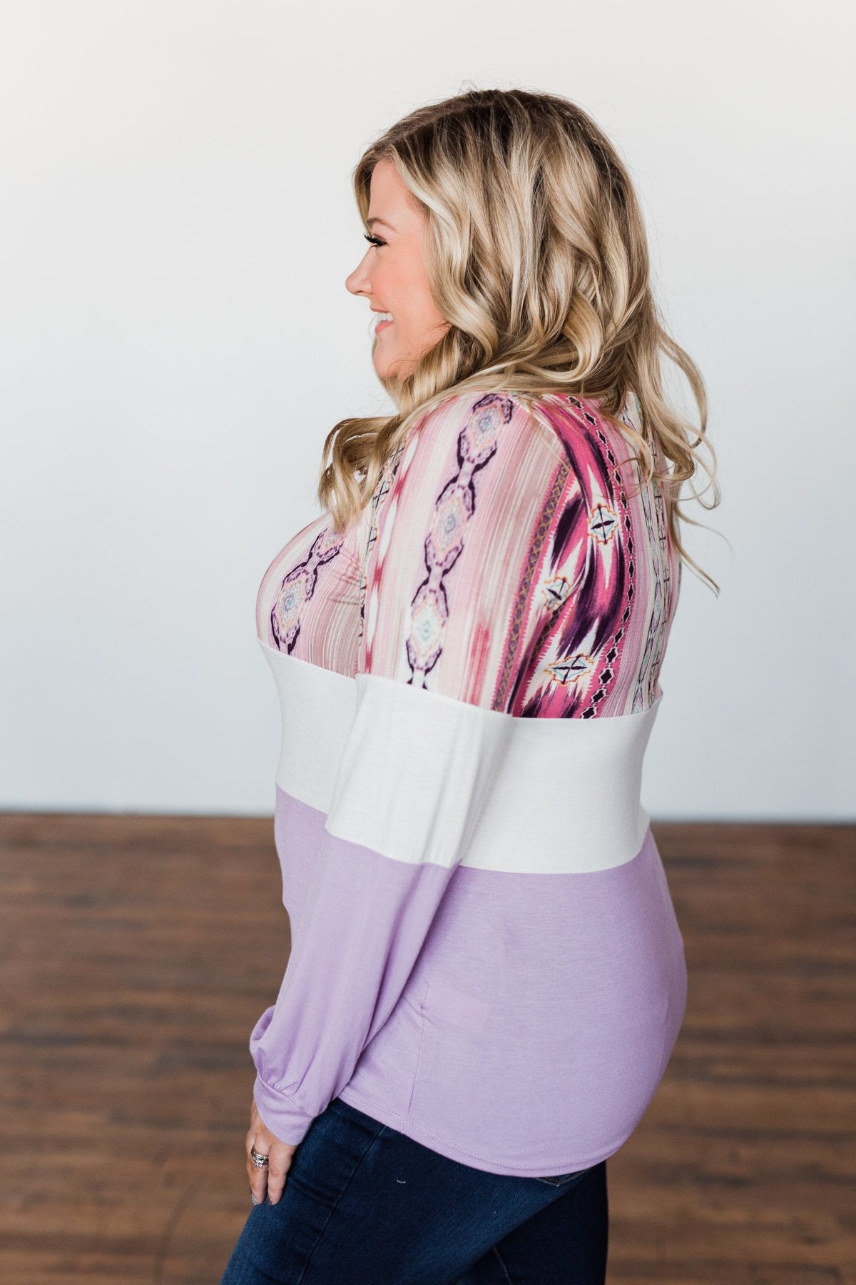 Some Kind Of Wonderful Aztec Top- Lavender & Pink