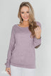 Good Times Sequin Elbow Patch Pullover - Lilac