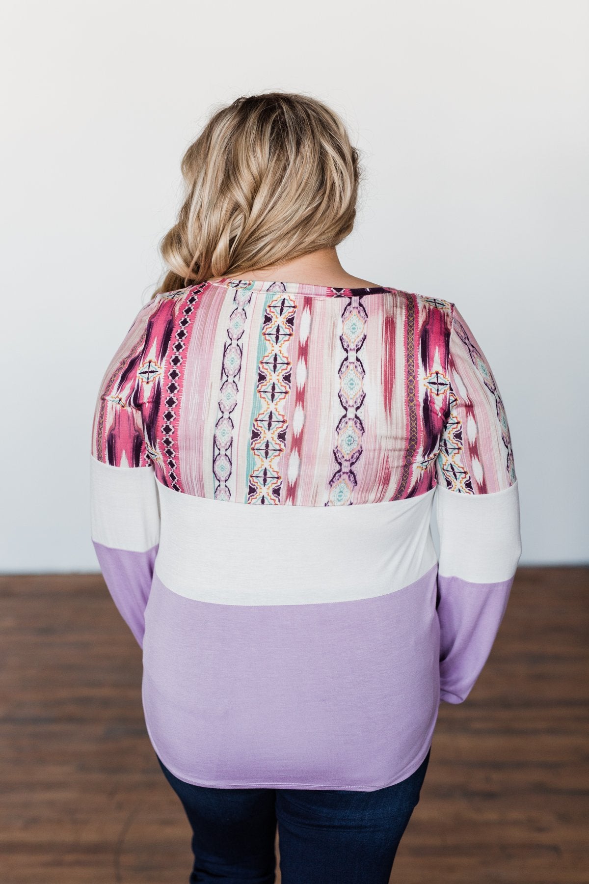 Some Kind Of Wonderful Aztec Top- Lavender & Pink