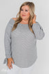 Dreaming of Stripes Off the Shoulder Top - Grey & White