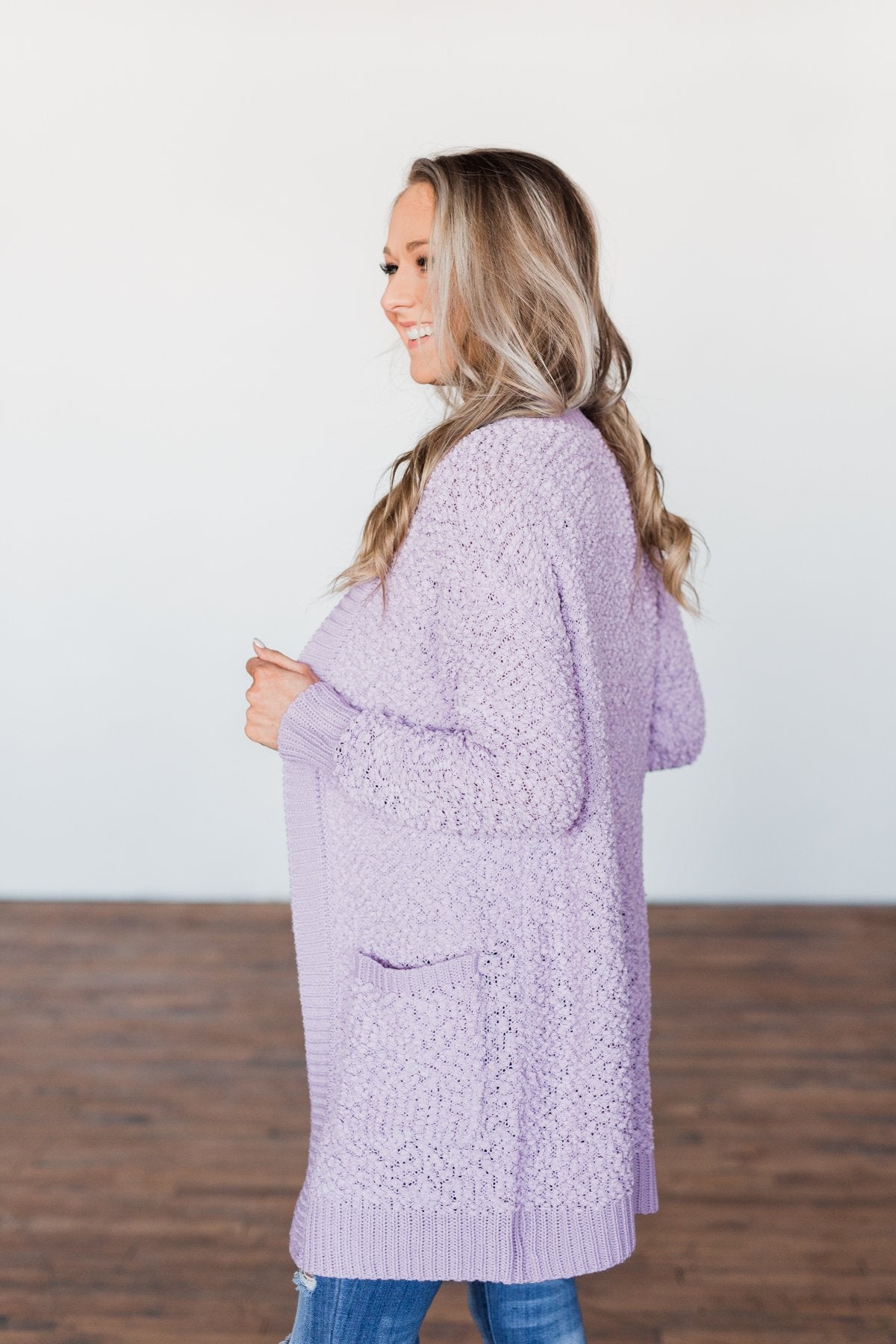 No Doubts Popcorn Cardigan- Lilac