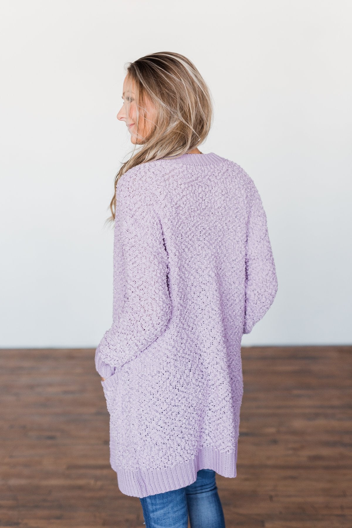 No Doubts Popcorn Cardigan- Lilac