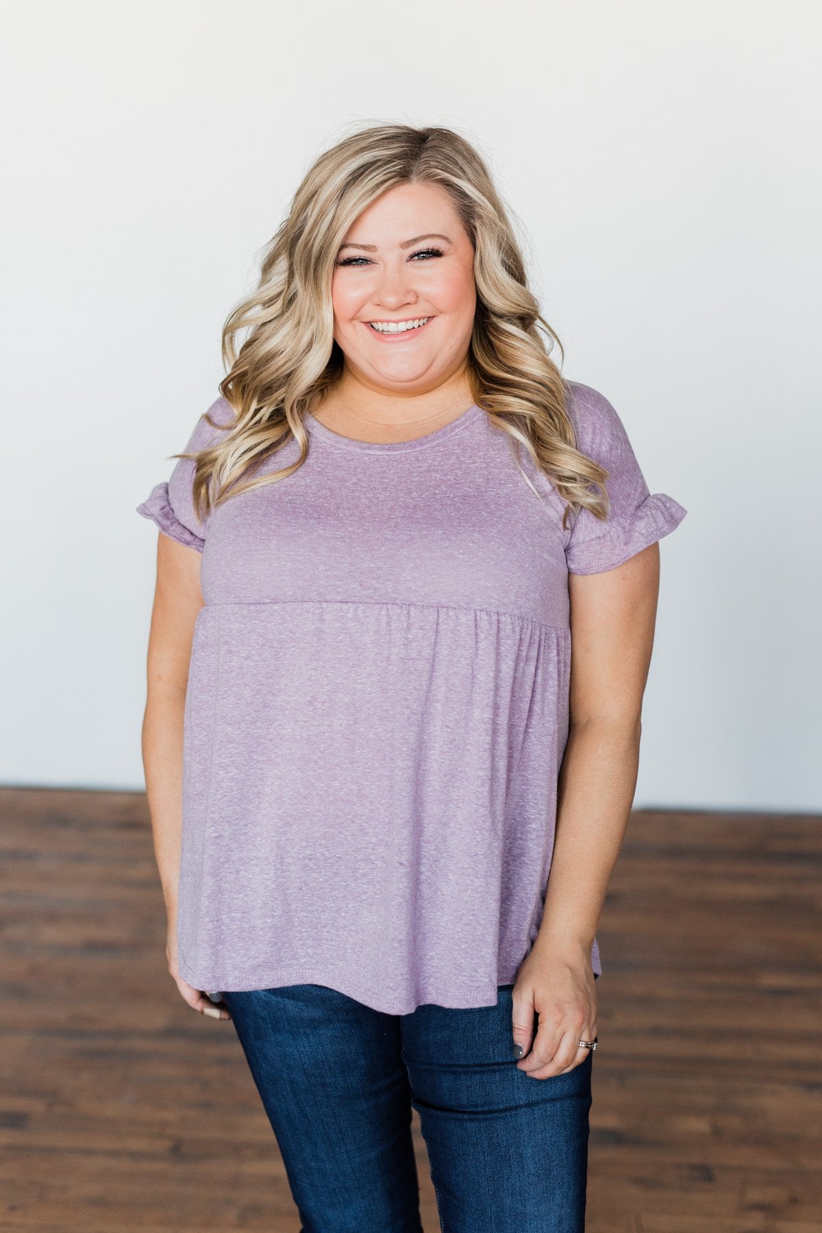 Write This Down Babydoll Top- Heathered Lilac