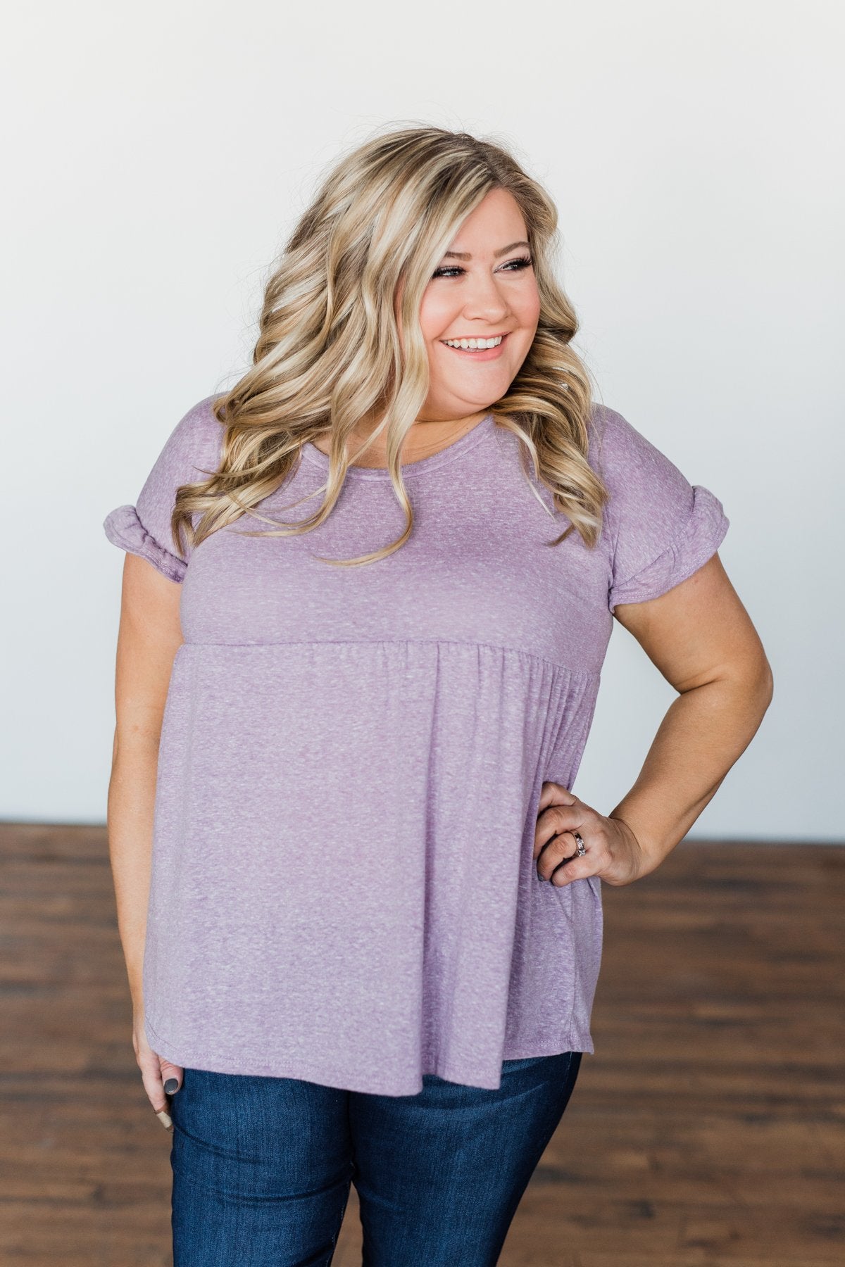 Write This Down Babydoll Top- Heathered Lilac