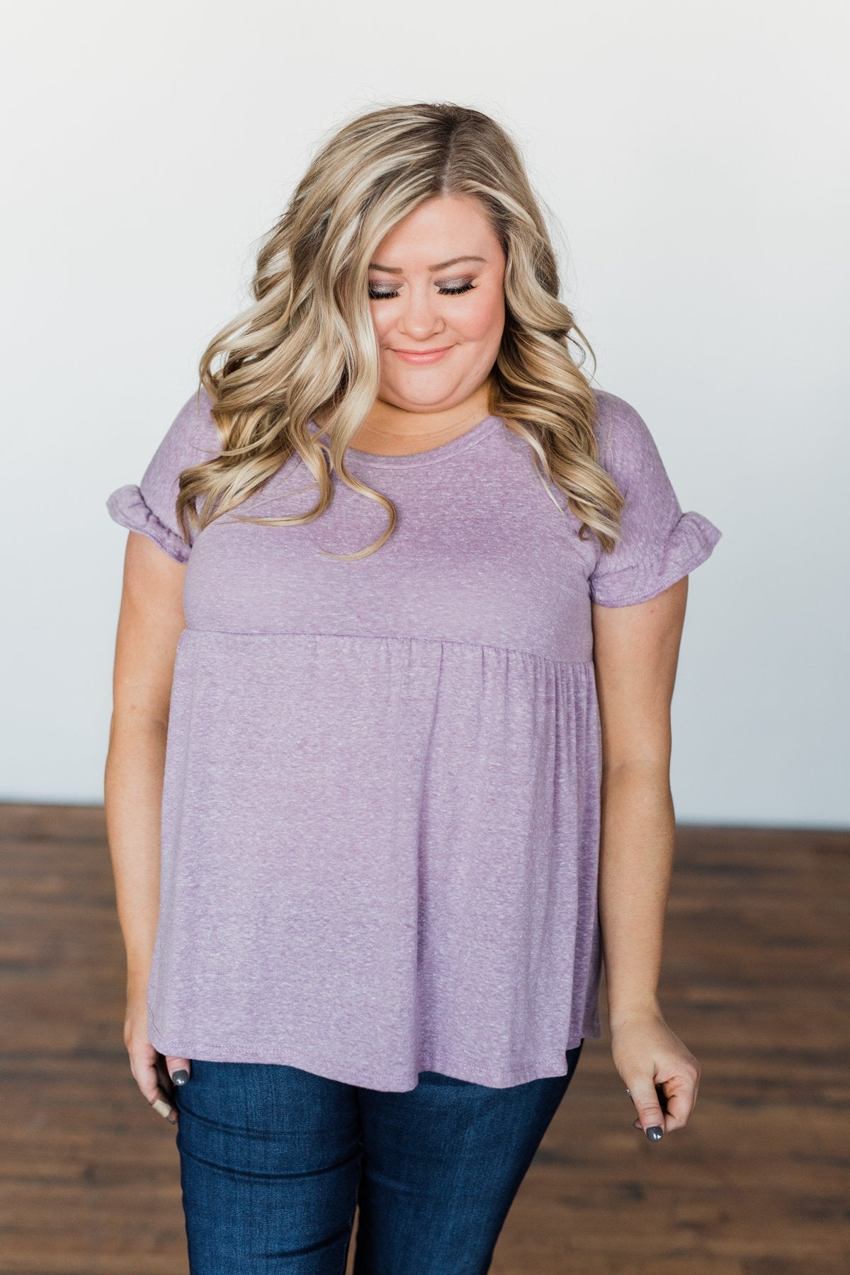 Write This Down Babydoll Top- Heathered Lilac