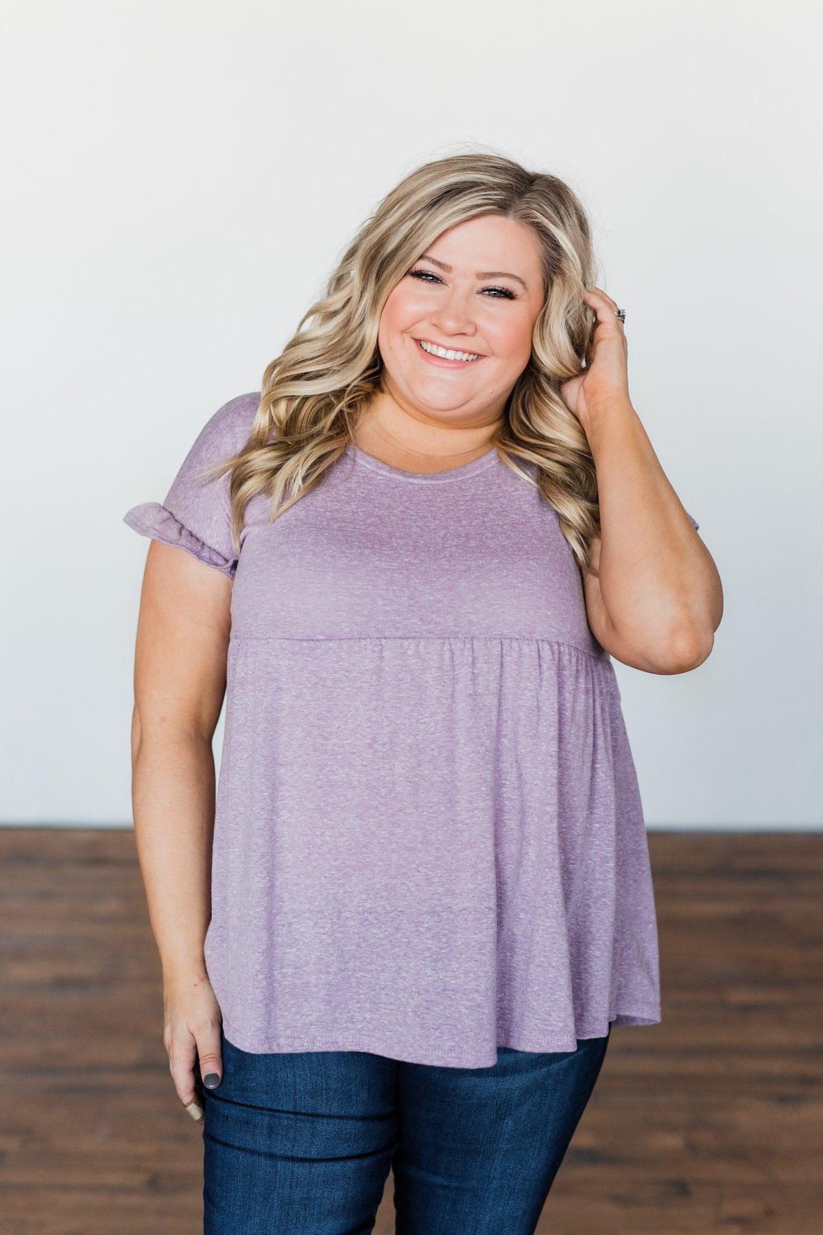 Write This Down Babydoll Top- Heathered Lilac