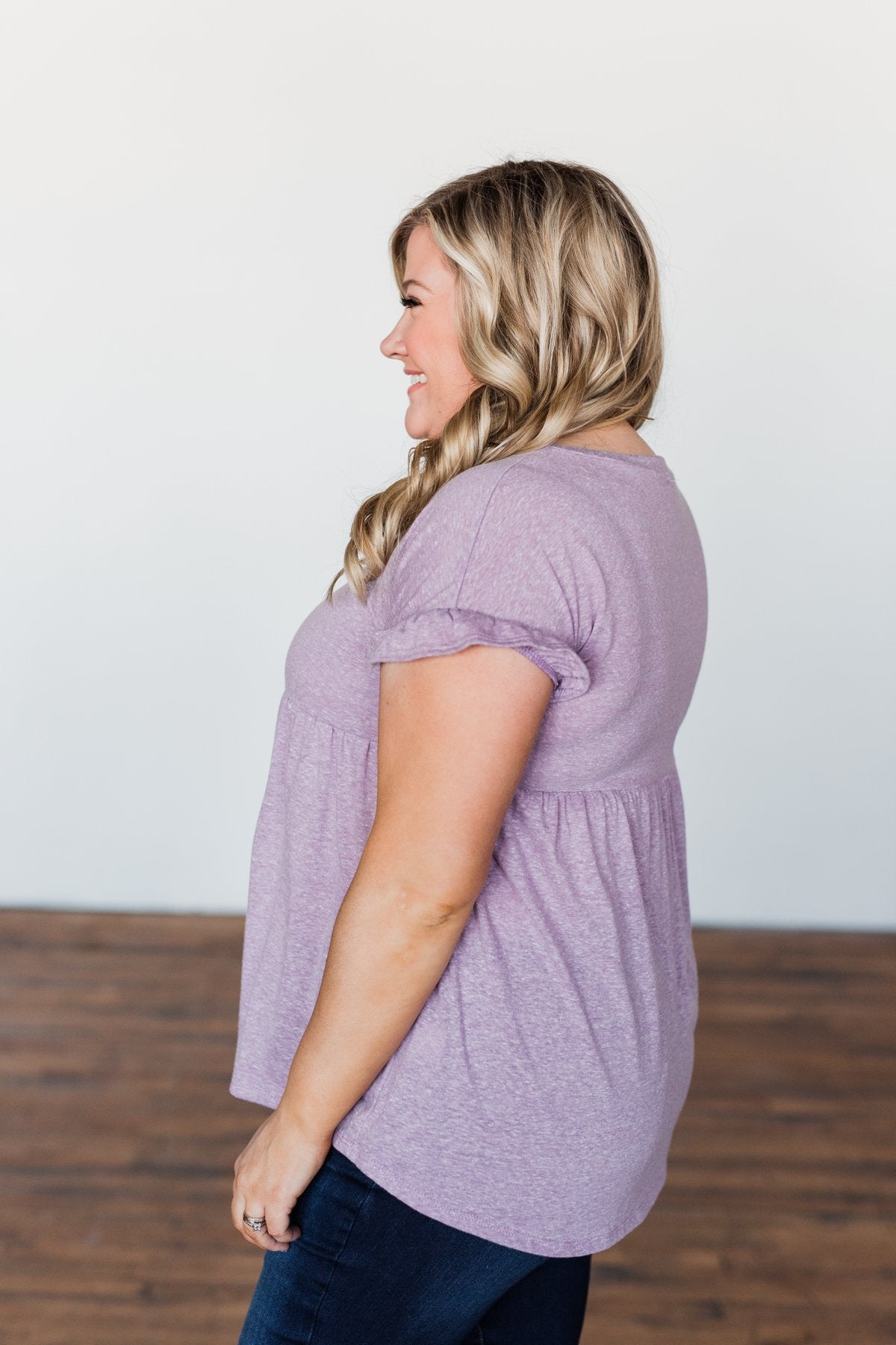 Write This Down Babydoll Top- Heathered Lilac