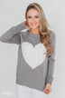 Follow Your Heart Knitted Sweater- Grey