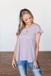 Write This Down Babydoll Top- Heathered Lilac