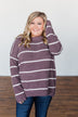 Waste My Time Striped Sweater- Antique Mauve