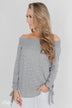 Dreaming of Stripes Off the Shoulder Top - Grey & White