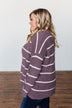 Waste My Time Striped Sweater- Antique Mauve