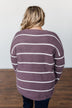 Waste My Time Striped Sweater- Antique Mauve