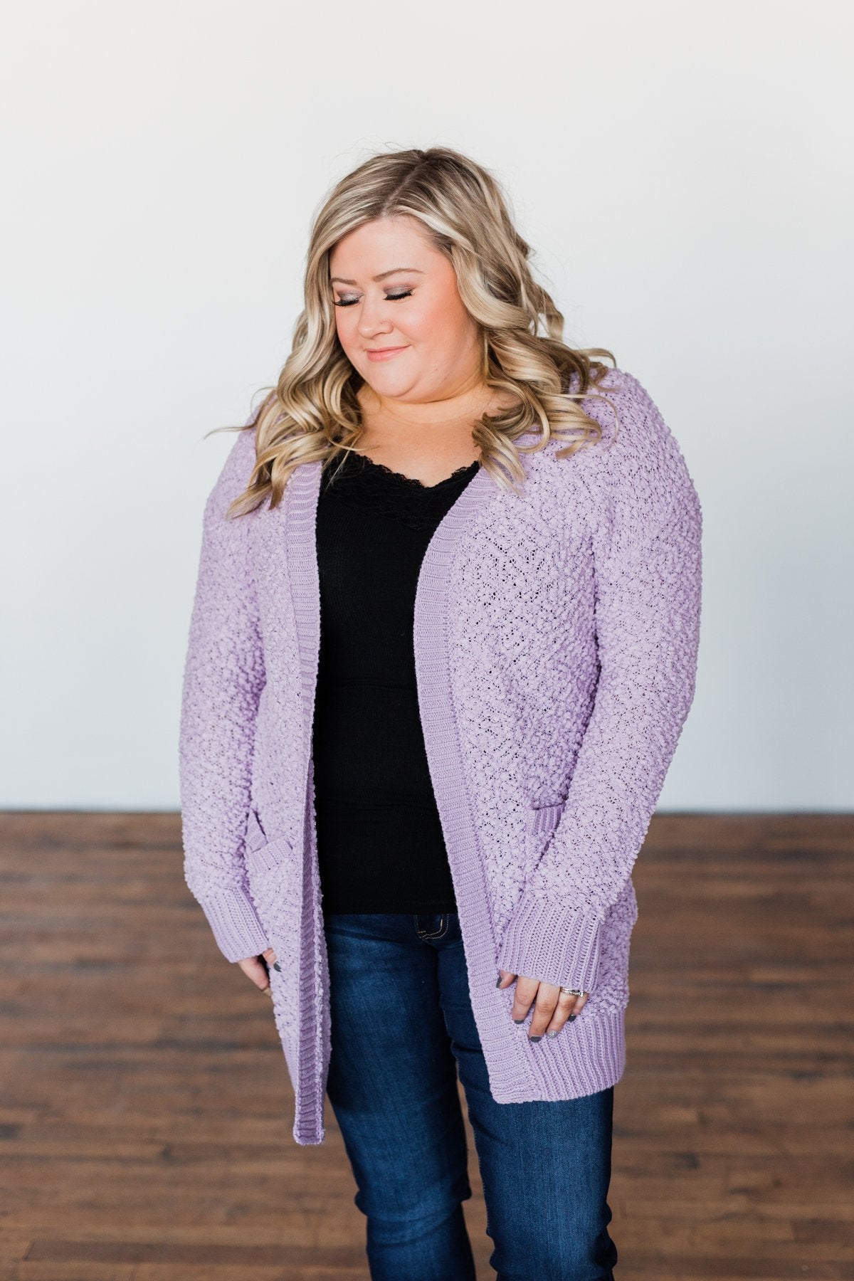No Doubts Popcorn Cardigan- Lilac