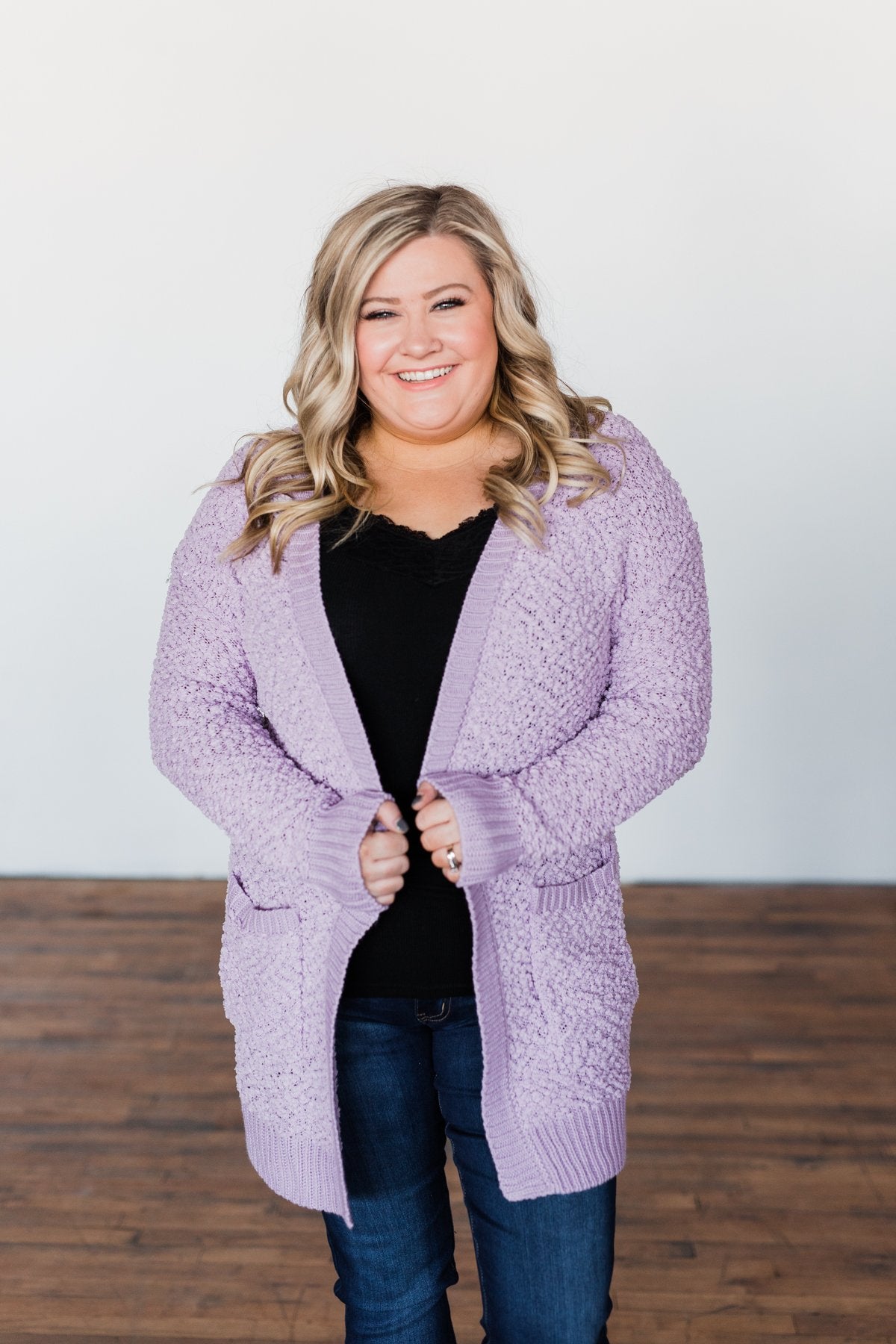 No Doubts Popcorn Cardigan- Lilac