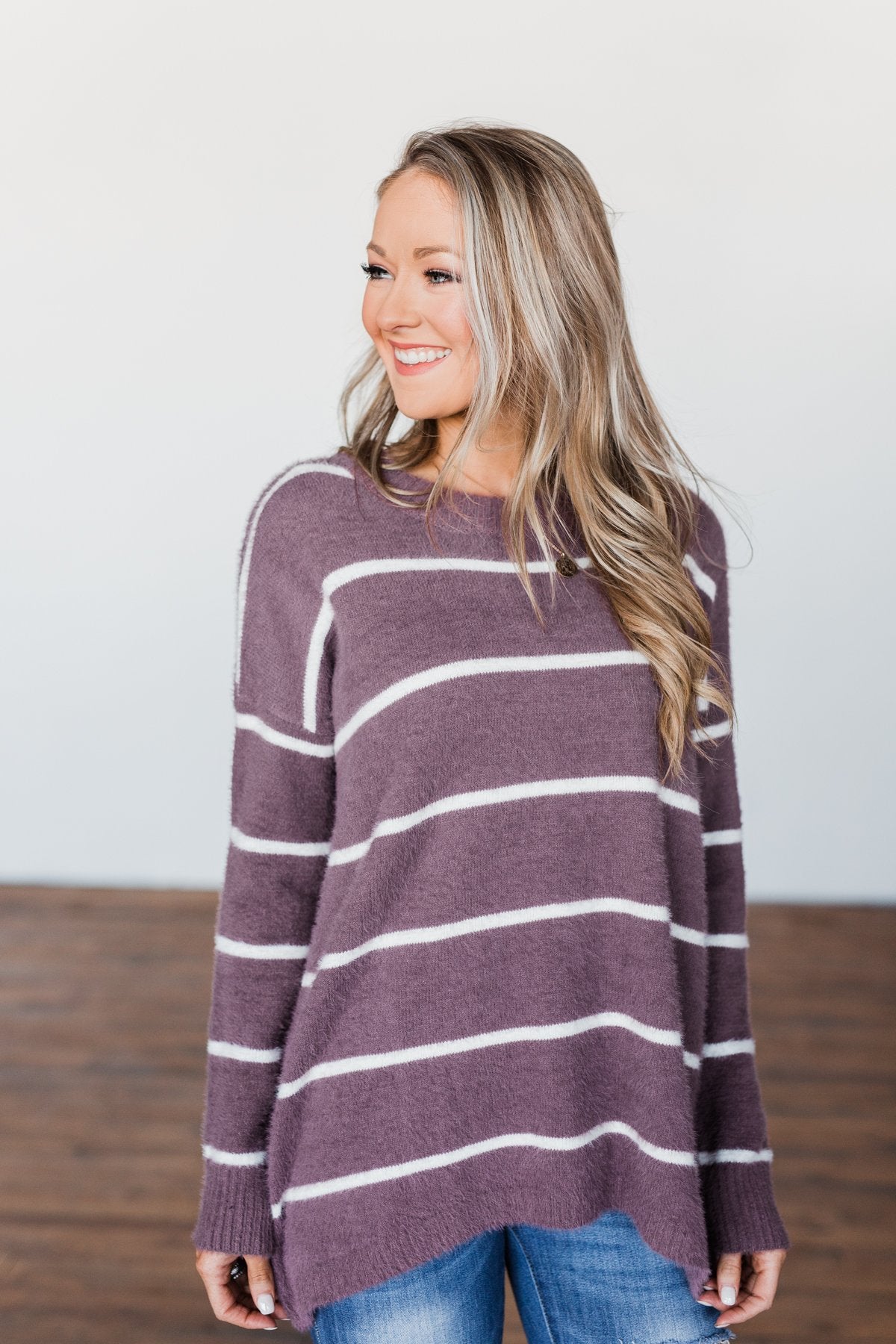 Waste My Time Striped Sweater- Antique Mauve – The Pulse Boutique
