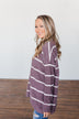 Waste My Time Striped Sweater- Antique Mauve