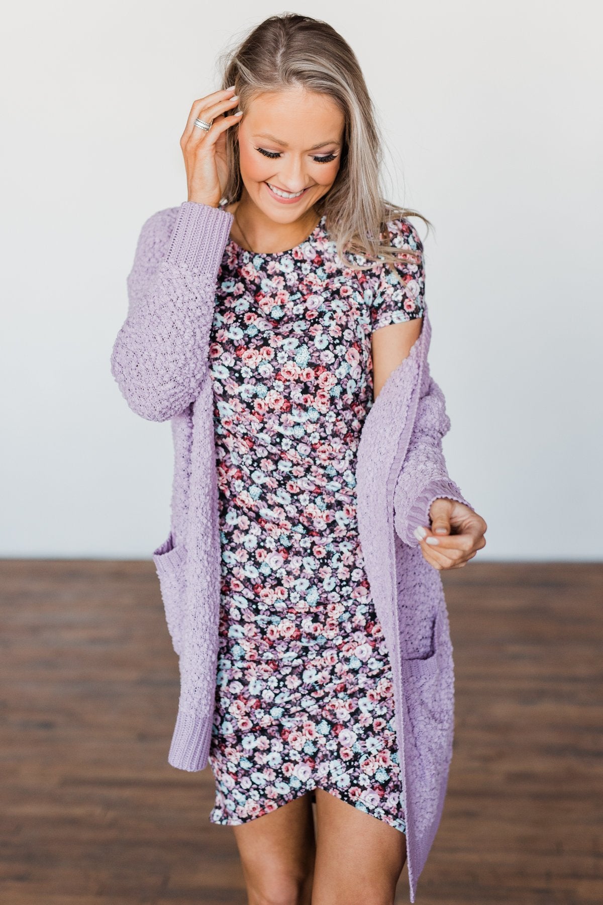 No Doubts Popcorn Cardigan- Lilac