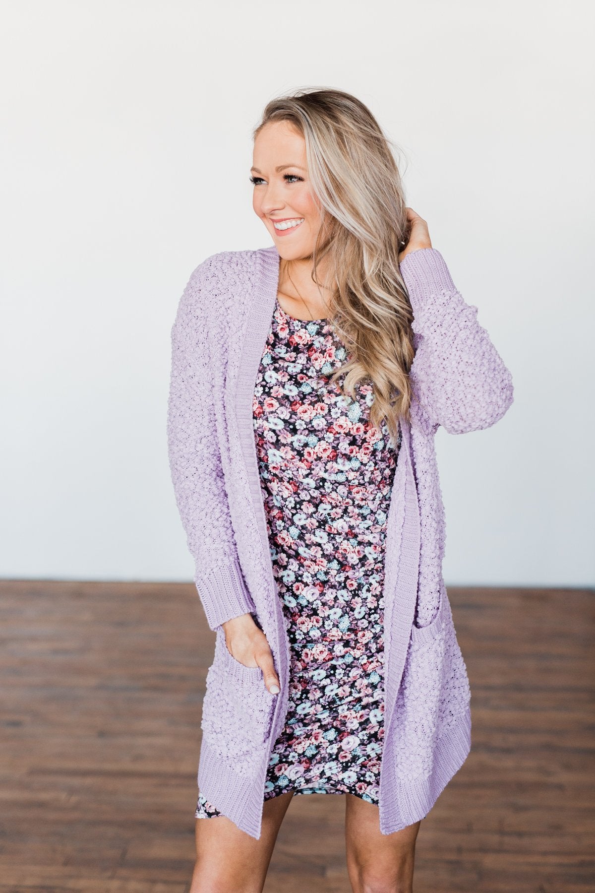 No Doubts Popcorn Cardigan- Lilac