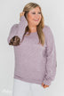 Good Times Sequin Elbow Patch Pullover - Lilac