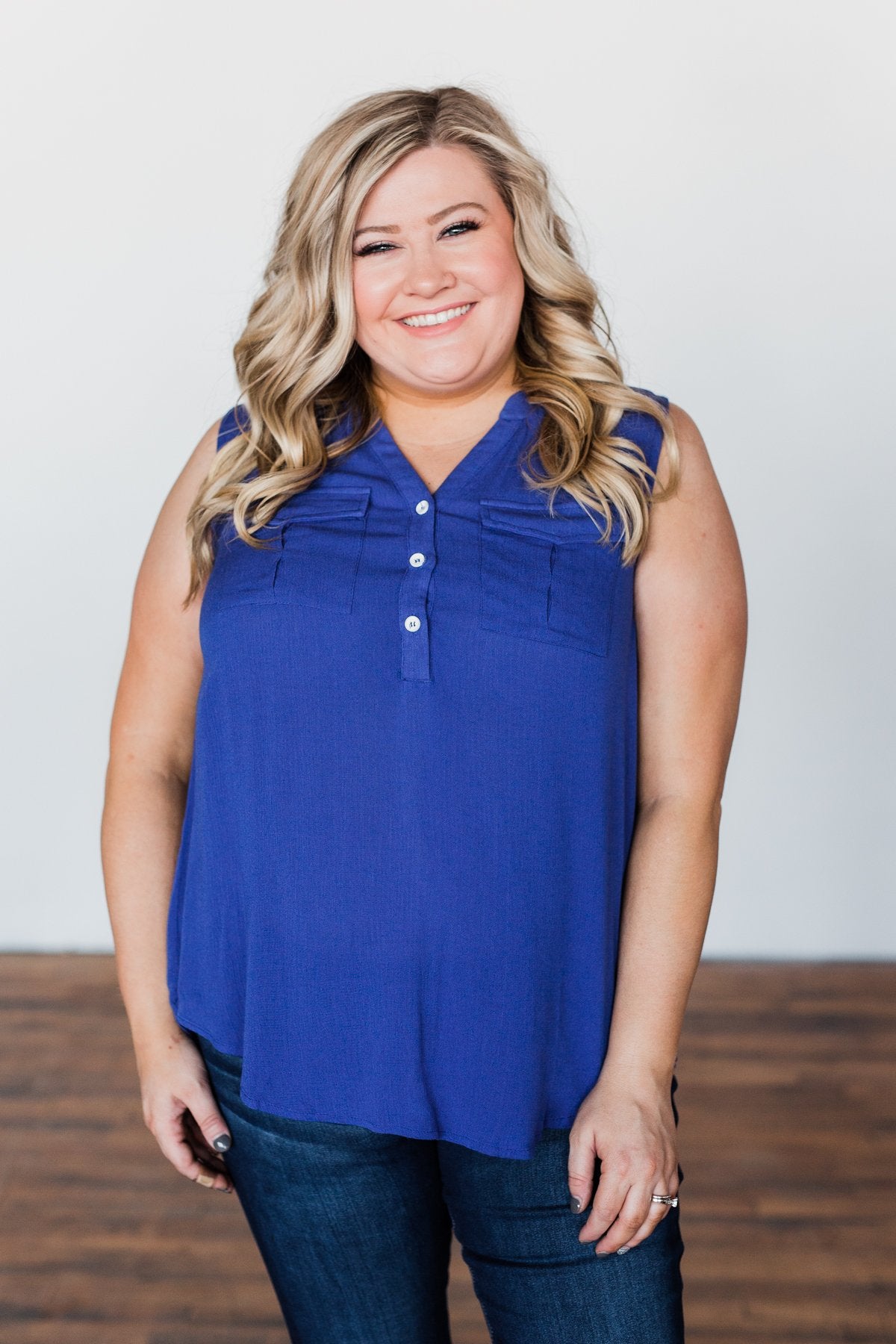 I Love Everything 3 Button Top- Royal Blue