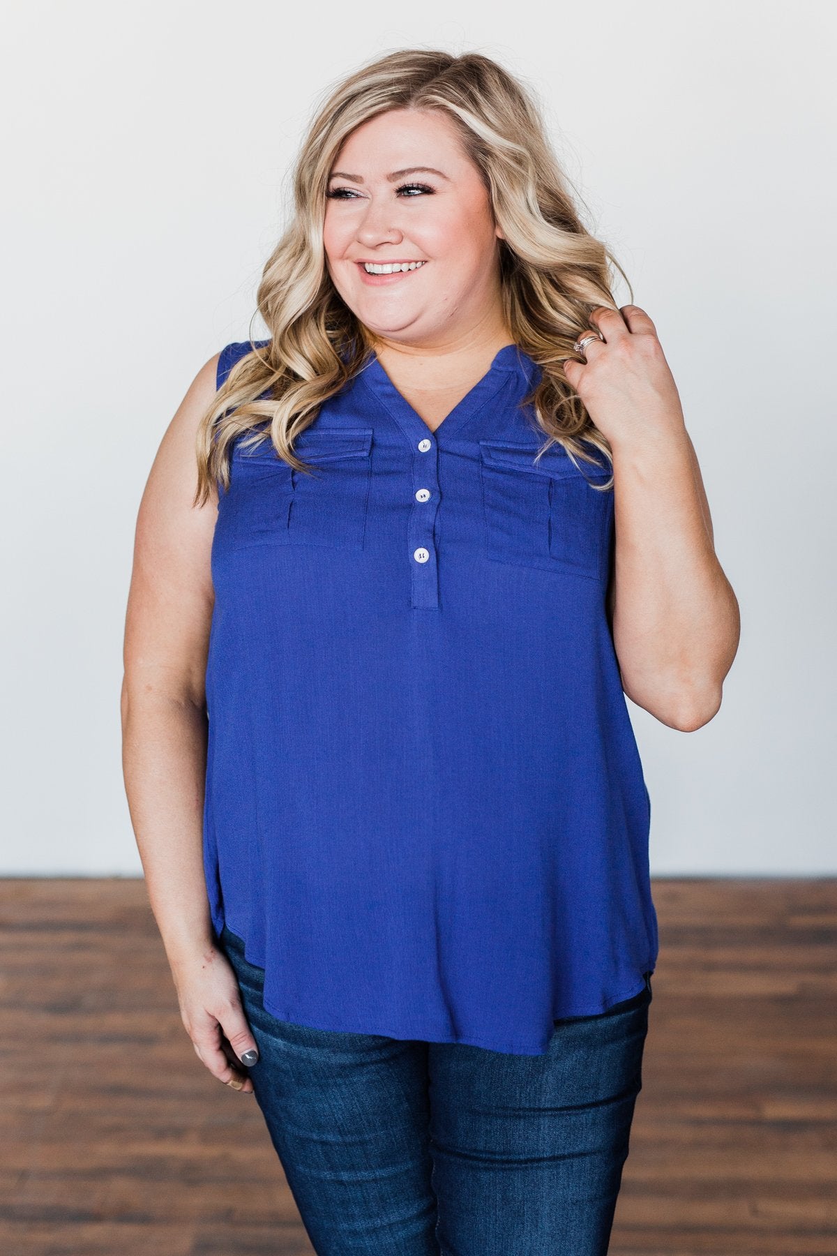 I Love Everything 3 Button Top- Royal Blue