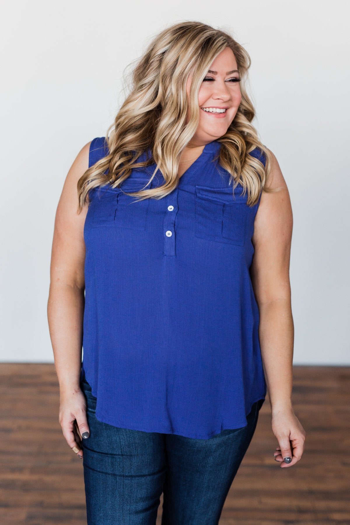 I Love Everything 3 Button Top- Royal Blue