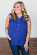 I Love Everything 3 Button Top- Royal Blue