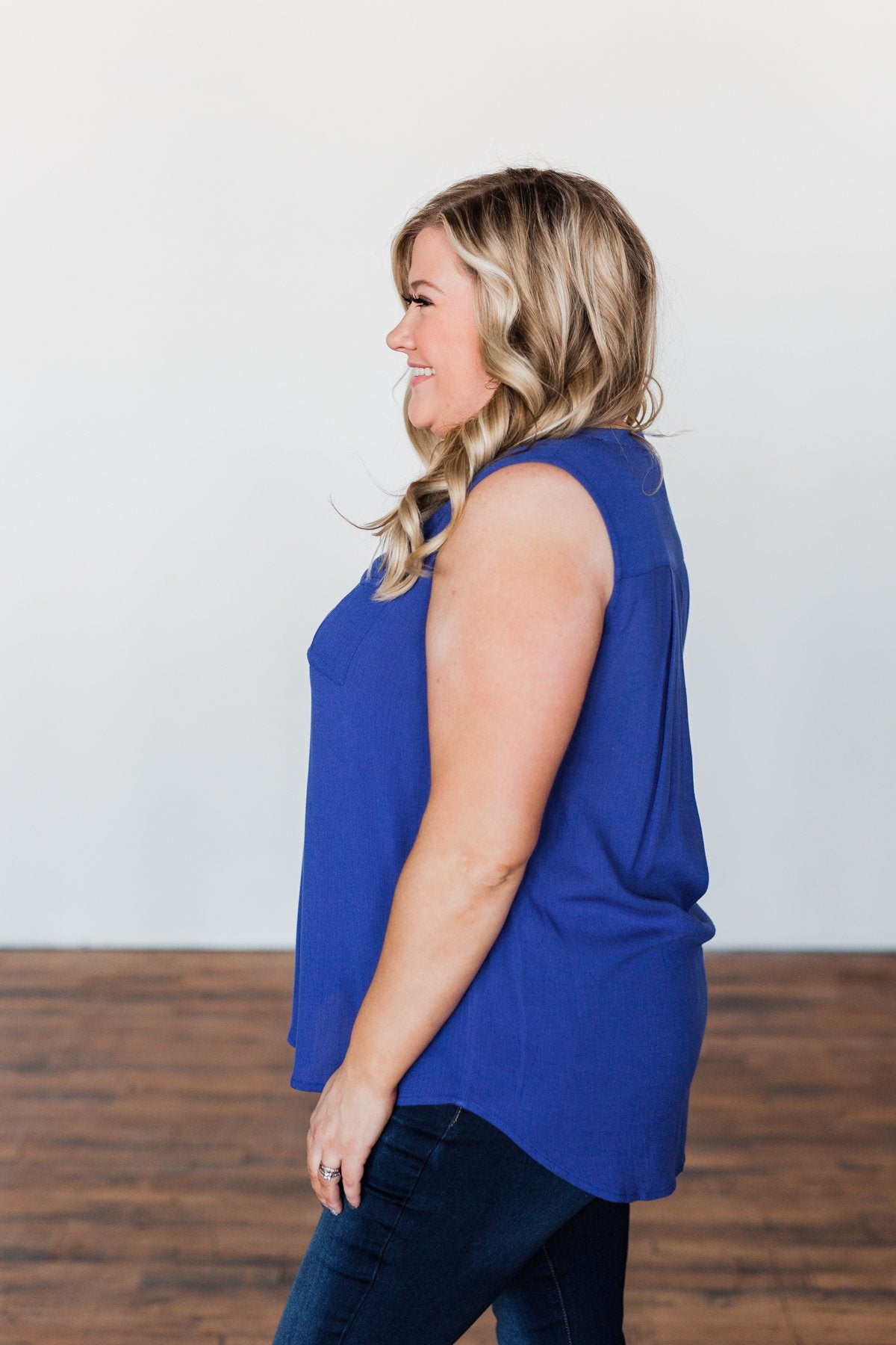 I Love Everything 3 Button Top- Royal Blue