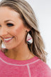 Gold Teardrop Dangle Earrings- Pink & Black