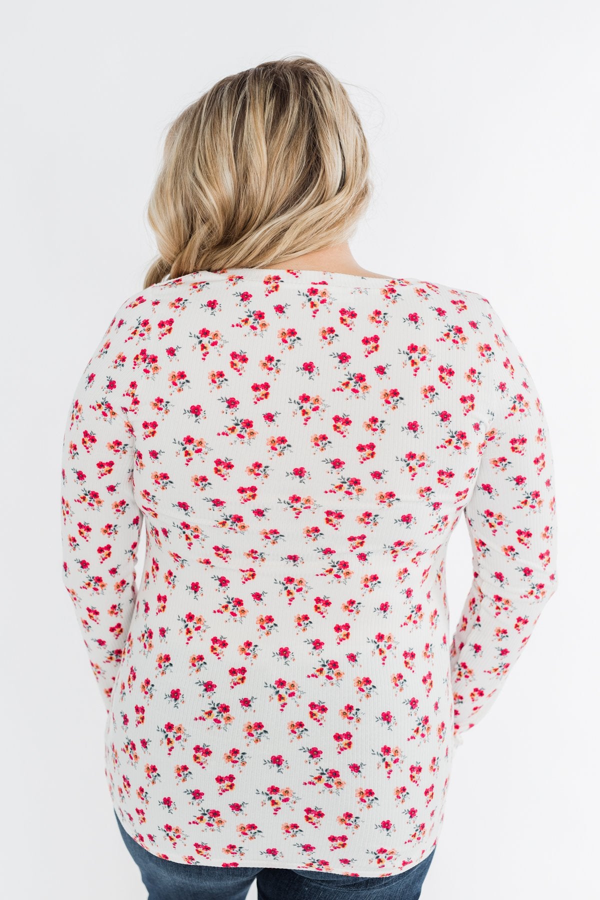Sudden Bloom Floral V-Neck Top- Ivory