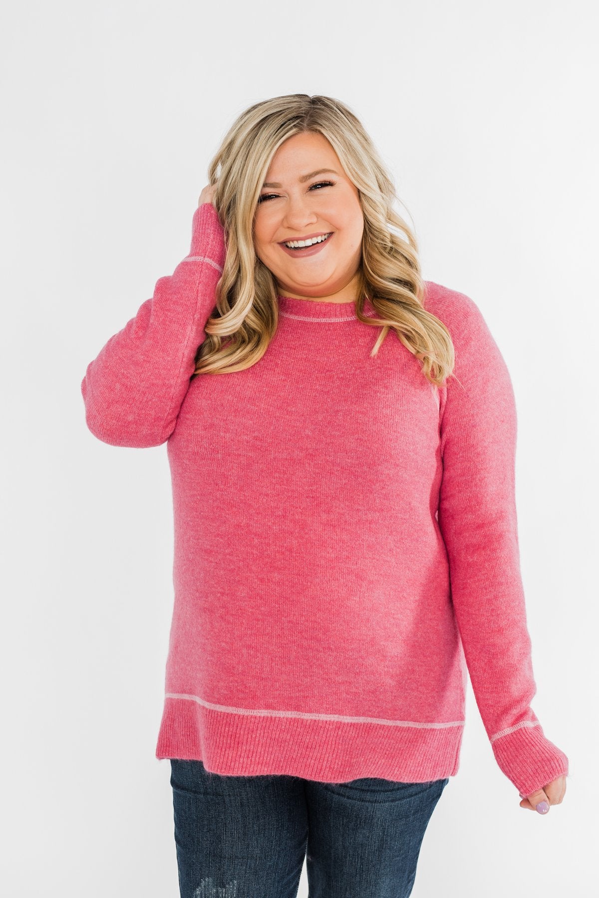 Beautiful Mornings Knitted Sweater- Bubblegum Pink