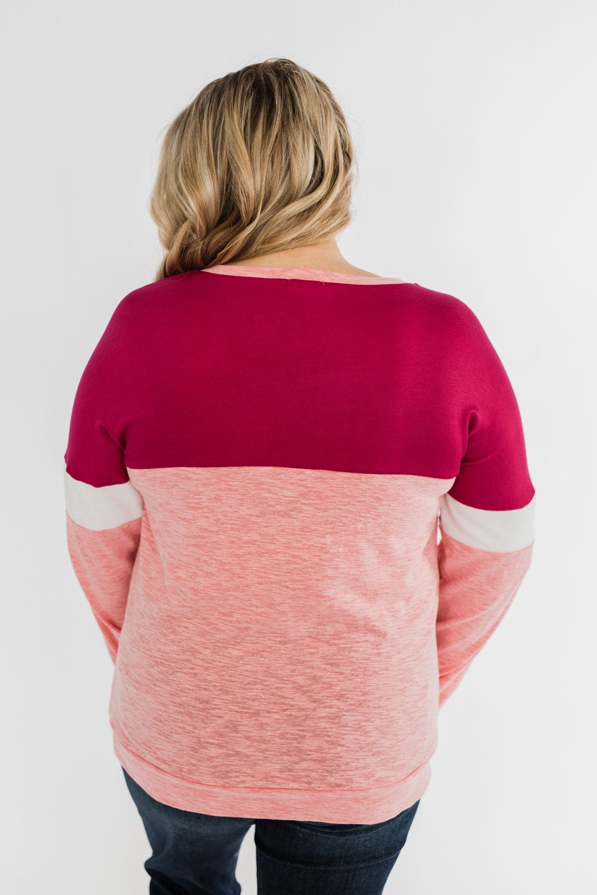Love All Around Color Block Top- Magenta, Pink, & Ivory