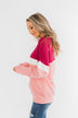 Love All Around Color Block Top- Magenta, Pink, & Ivory