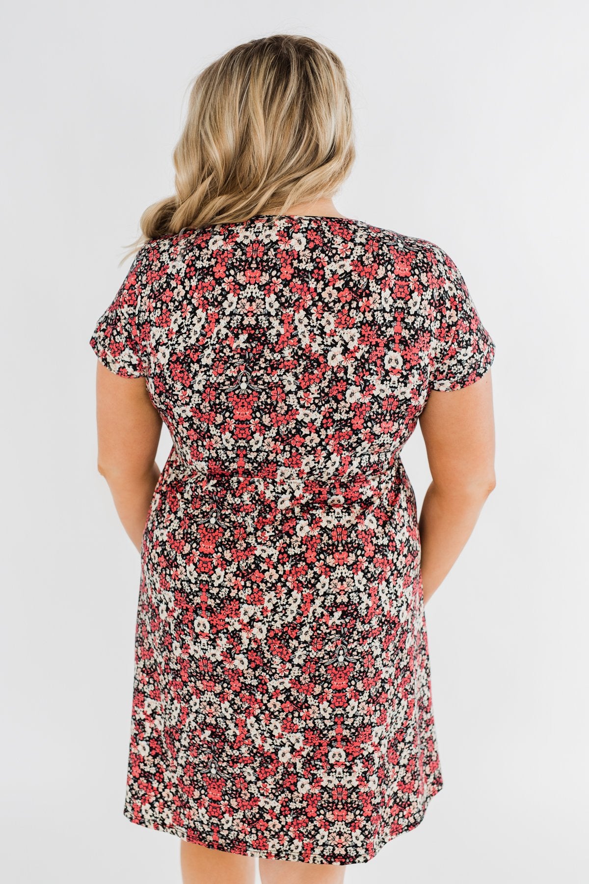 Just Say Yes Floral Button Dress- Black & Pink