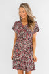 Just Say Yes Floral Button Dress- Black & Pink