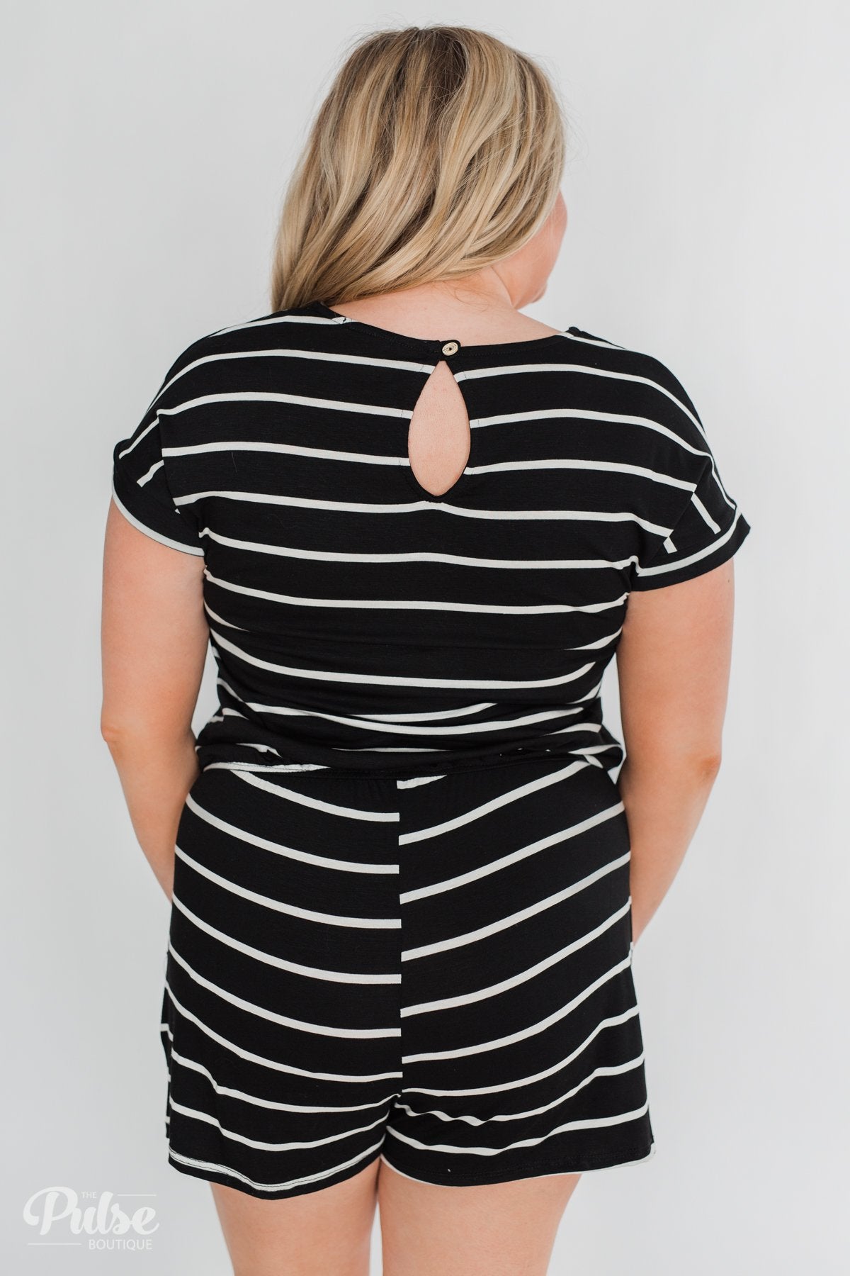 Black White Striped Romper The Pulse Boutique