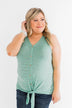 Love Has A Way Striped Tie Tank Top- Mint