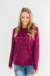 Royal Harmony Open Knit Sweater- Deep Magenta