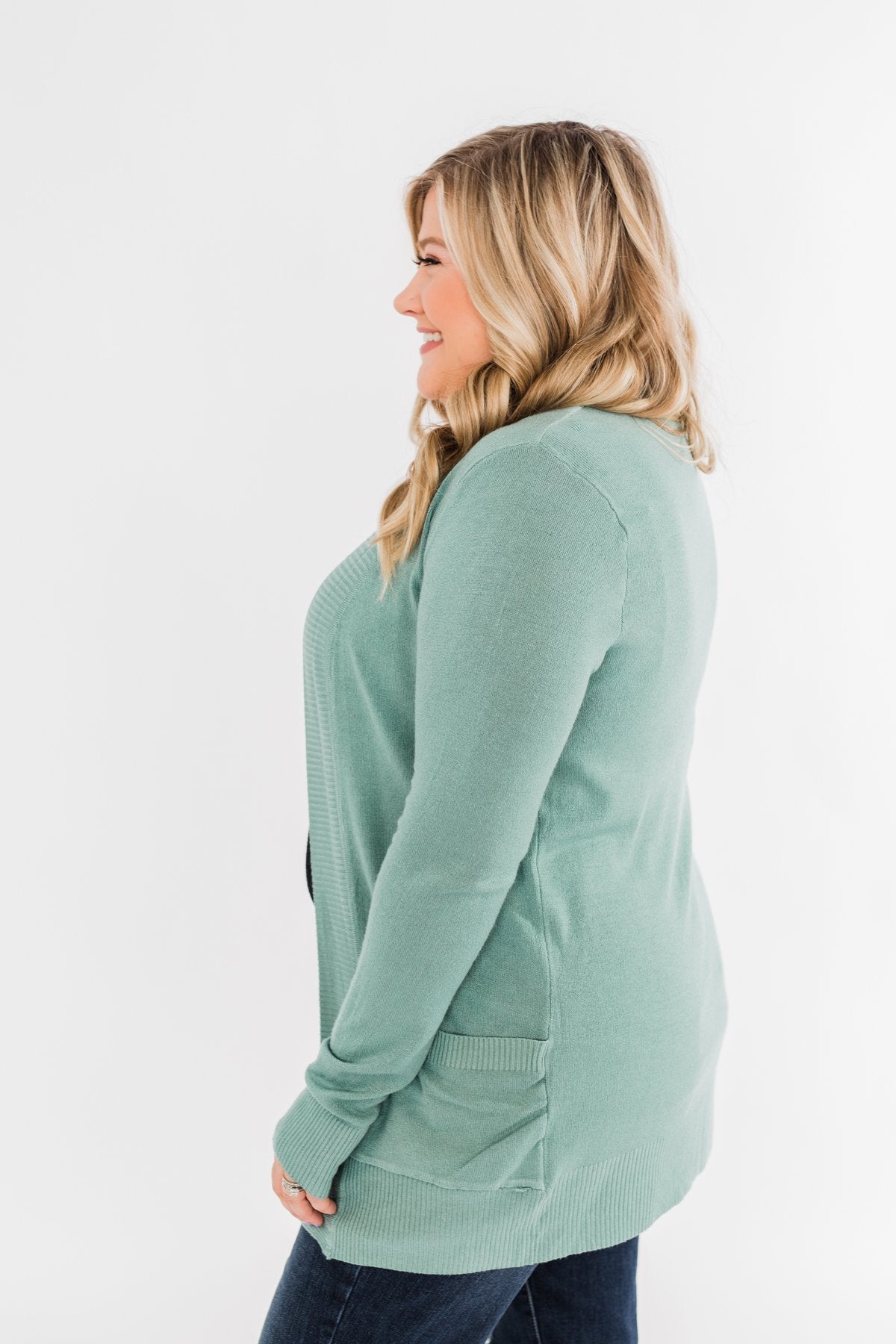 Light Weight Open Front Cardigan- Antique Teal