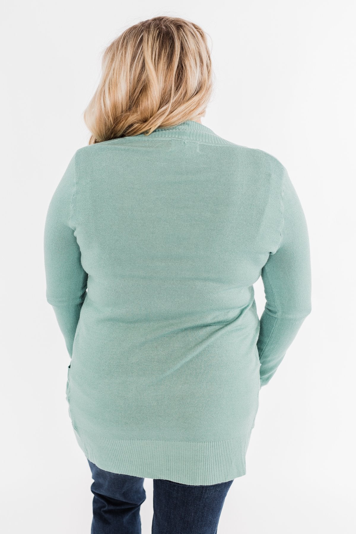 Light Weight Open Front Cardigan- Antique Teal