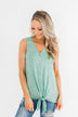 Love Has A Way Striped Tie Tank Top- Mint