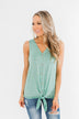 Love Has A Way Striped Tie Tank Top- Mint