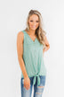 Love Has A Way Striped Tie Tank Top- Mint