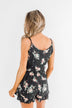 Care For You Floral Wrap Romper- Charcoal