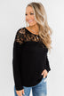 Hometown Dreamer Lace Pullover Top- Black