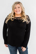 Hometown Dreamer Lace Pullover Top- Black