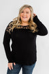 Hometown Dreamer Lace Pullover Top- Black
