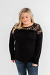 Hometown Dreamer Lace Pullover Top- Black