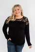 Hometown Dreamer Lace Pullover Top- Black